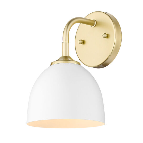 Zoey Olympic Gold and Matte White One-Light Wall Sconce, image 1